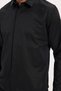 Slim Fit Long Sleeve Hidden Placket Back Gusset Plain Black Men's Shirt - 6