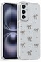 Galaxy A34 5g Case Bow Pattern Transparent Glitter Silver Shiny Cover with Camera Protrusion
