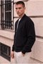 Ravello 100% Chenille Relaxed Fit College Collar Zippered Laminated Jacket - Black - 4