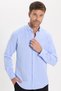 Men's Slim Fit Slim Cut Long Sleeve Cotton Easy-Iron Blue Button-Down Collar Shirt - 7