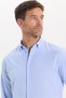 Men's Slim Fit Slim Cut Long Sleeve Cotton Easy-Iron Blue Button-Down Collar Shirt - 4