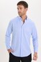 Men's Slim Fit Slim Cut Long Sleeve Cotton Easy-Iron Blue Button-Down Collar Shirt - 6