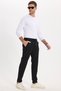 Men's Slim Fit Slim Fit Elastic Waist Lace-Up Detailed Pleated Black Trousers - 7