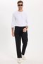 Men's Slim Fit Slim Fit Elastic Waist Lace-Up Detailed Pleated Black Trousers