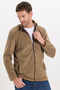Unisex Standard Fit Full Zip Cold-Resistant Stand Collar Khaki Fleece Cardigan - 3