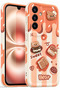 Galaxy S23 Fe Case Designed Patterned Camera Protection Teddy Bear Biscuit Color Cofffe Silicone Cover