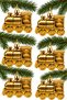 6-Piece 8 cm Christmas Pine Tree Ornament with Train Figures