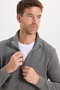Men's Patterned Mock Neck Zippered Cardigan - 6