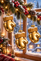 3-Piece 9 cm Pine Tree Ornament with Glove Figures - 2