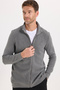 Men's Patterned Mock Neck Zippered Cardigan - 8