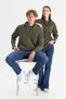Mens Khaki Anti-Pilling Standard Fit Mock Neck Cold-Resistant Fleece Sweatshirt - 8