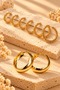 Women's Yellow Color 8-Piece Loop Hoop Earrings and 6-Piece Serrated Earrings Set