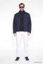 Men's Navy Blue Warm Windproof Padded Standard Fit Regular Fit Stand Collar Side Pocket Coat - 3