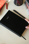 Smyth 2027 Daily Agenda A5 – Vegan Leather Flexible Cover, Silver Gilded Edge. Black - 2