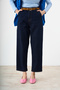 Women's Stitched Detailed Belted Jeans Navy Blue