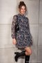 Navy Blue Belted Ruffled Hem Boho Lined Chiffon Mini Woven Winter Dress TWOAW24EL00665