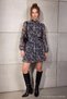 Navy Blue Belted Ruffled Hem Boho Lined Chiffon Mini Woven Winter Dress TWOAW24EL00665 - 2