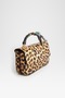 Women's Lavender Leopard Faux Leather Scarf Gift Covered 2-Compartment Mini Magnet Closure Hand and Shoulder Bag - 2