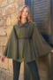 Women's Khaki Belt Detailed Cashmere Cape Coat Alc-X14529 - 2