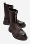Martos Brown Leather Stretch Front Zipper Women's Boots