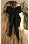 Women's Black Long Tail Bow Hair Clip - Large Size