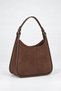 Women's Selvi Brown Suede Piping Detailed Double Strap Zipper Closure Shoulder Bag - 4