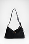 Women's Şebnem Black Suede Bow Scarf Gift Strap Lined Zippered Shoulder Bag - 4