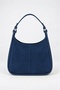 Women's Selvi Navy Blue Suede Double Strap Zipper Closure Shoulder Bag with Piping Detail - 3