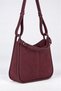 Women's Selvi Burgundy Suede Piping Detailed Double Strap Zipper Closure Shoulder Bag