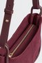 Women's Selvi Burgundy Suede Piping Detailed Double Strap Zipper Closure Shoulder Bag - 7
