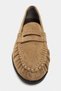 Naty Rome Beige Suede Genuine Leather Women's Loafers Shoes - 6