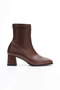 Women's Thick Heeled Blunt Toe Stretch Boots 5126 Brown Skin - 4
