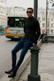 Men's Black Non-Pilling Anti-pilling Standard Fit Half Turtleneck Knitwear Sweater - 3