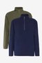Unisex 2-Pack Standard Fit Mock Neck Cold-Proof Sweatshirt Fleece Navy Blue-Khaki