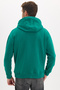 Unisex Oversize Wide Cut Cotton Soft Textured Basic Khaki Hooded Sweatshirt with Fleece Inside - 7