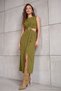 Olive Green A-Line Waist Cutout and Accessory Detail Maxi Woven Crepe Dress TWOSS25EL00017 - 3