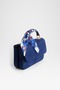 Women's Lavender Navy Blue Suede Scarf Gift Covered 2-Compartment Mini Magnet Closure Hand and Shoulder Bag - 2