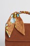 Women's Lavender Tan Suede Scarf Gift Covered 2-Compartment Mini Magnet Closure Hand and Shoulder Bag - 5