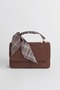 Women's Lavender Brown Suede Scarf Gift Covered 2-Compartment Mini Magnet Closure Hand and Shoulder Bag