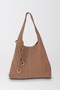 Women's Geranium Taupe Color Nubuck Hobo Shoulder Bag with Ring Lacing Details and Lining
