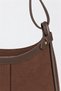 Women's Selvi Brown Suede Piping Detailed Double Strap Zipper Closure Shoulder Bag - 6
