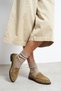 Naty Rome Beige Suede Genuine Leather Women's Loafers Shoes - 7
