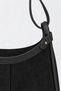 Women's Selvi Black Suede Piping Detailed Double Strap Zipper Closure Shoulder Bag - 6