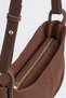 Women's Selvi Brown Suede Piping Detailed Double Strap Zipper Closure Shoulder Bag - 7