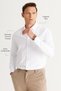 Men's White Slim Fit Slim Cut Oxford Button-Down Collar Patterned Cotton Shirt - 3