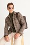 Men's Khaki Non-Pilling Standard Fit Normal Cut Half Turtleneck Knitwear Sweater - 8