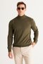Men's Khaki Non-Pilling Standard Fit Normal Cut Half Turtleneck Knitwear Sweater - 5