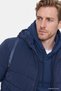 Men's Navy Blue Padded Standard Fit Regular Cut Stand Collar Hooded Side Pocket Jacket Coat - 8