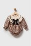 Amelia Leopard Print Lace Collar Detailed Bowknot Baby Girl Kids Romper - 4