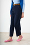 Women's Stitched Detailed Belted Jeans Navy Blue - 6